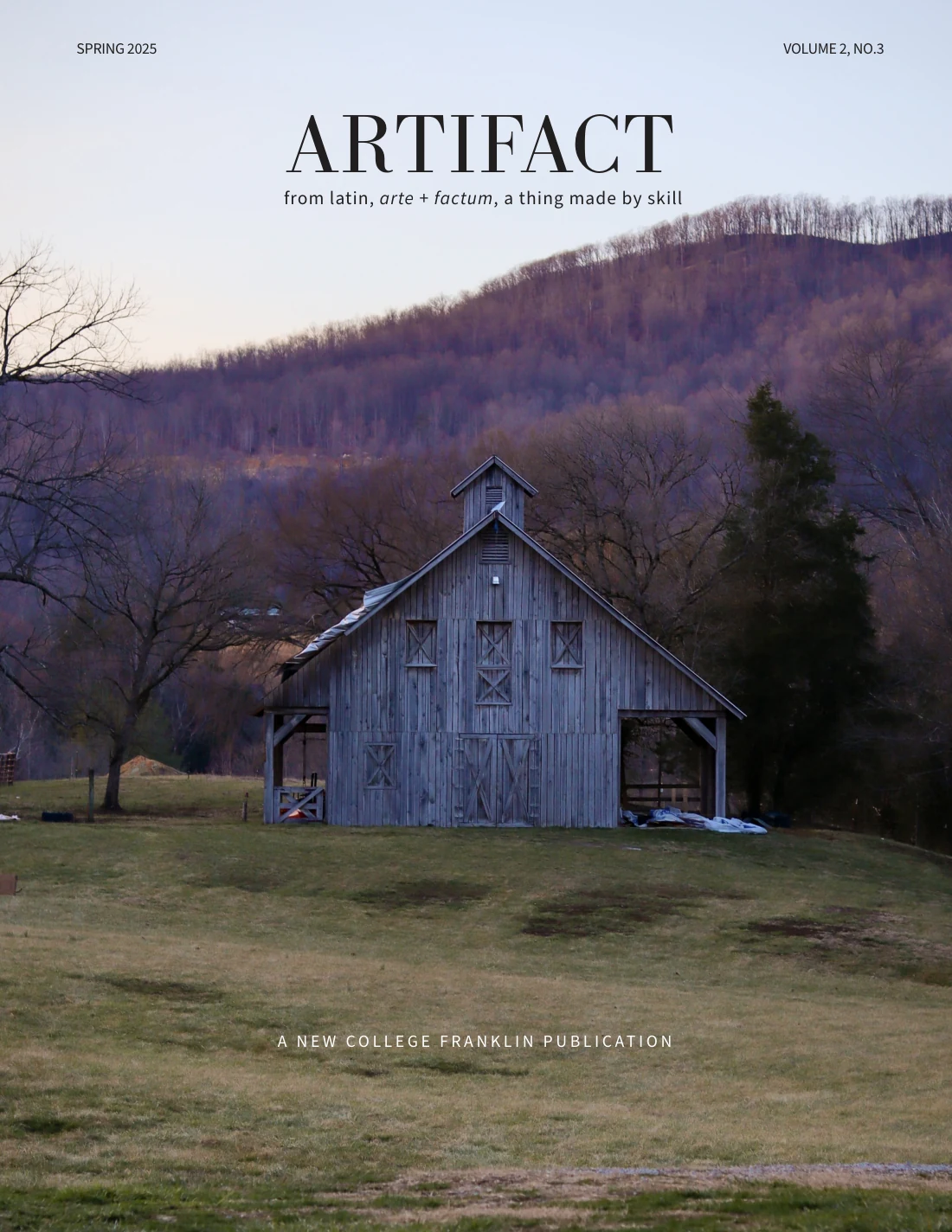 ARTIFACT Volume 2, No. 3 cover: a weathered barn in a mountain landscape.